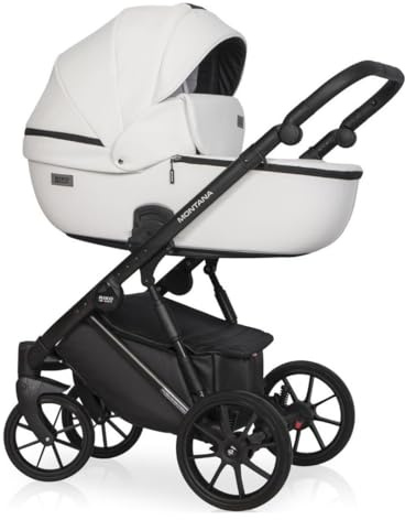 BBtwin Riko Basic Montana Ecco 2-in-1 Kinderwagen aus Kunstleder, 2-teilig und Zubehör, Weiß