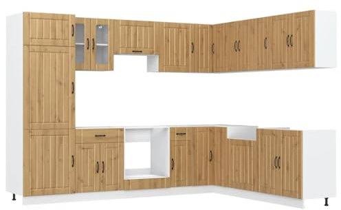 vidaXL 14 Piece Kitchen Cabinet Set Lucca Artisan Oak Engineered Wood