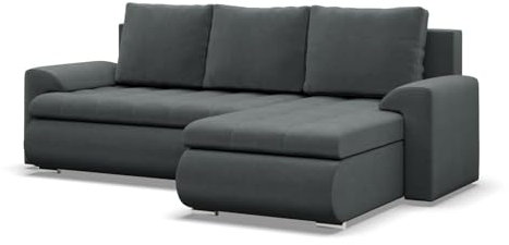 Mebligo - Ecksofa mit Schlaffunktion und 2 Bettkasten Dunkelgrau 230x89x159 (BxHxT) FORESTA - Rechts Eckcouch, Sofas & Couches, Couch L Form, Cauchsofa, Sofa Wohnzimmer