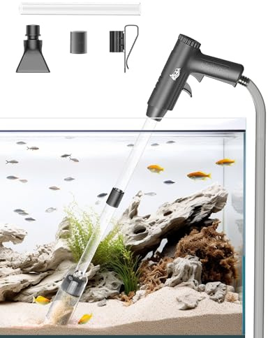 AQQA Aquarium Gravel Cleaner, 4-in-1 Upgrade Suction Power Manual Fish Tank Gravel Vacuum Cleaner Tools for Aquarium Water Changer with Water Flow Adjustment Use for Fish Tank Cleaning Gravel Sand
