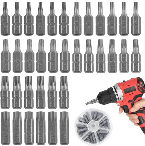 42 Stück Bit Set Torx, 1/4 Sechseckiger Griff Antrieb Werkzeug Bitsatz S2 Stahl Vernickeln der Oberflächefür Schrauberbits Torx Bit für Akkuschrauber