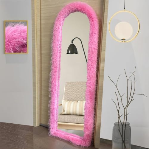 UYRIE Fluffy Mirror Frame Cover for Arched & Full-Length Mirrors (59x16) – Stretchy, Non-Slip Fit, 6 Neutral Colors – Soft & Durable Décor