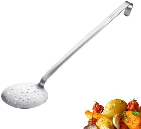 Westmark Schaumlöffel Pro – Edelstahl Schöpflöffel mit Aufhängehaken – Perfekte Schöpfkelle für Abschöpfen, Frittieren & Profiküche – Silber, Ø 10 cm