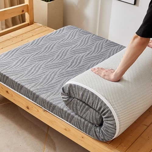 Genérico Colchón Enrollable para Camping de 5/8 Cm de Grosor, Colchón Futón Espuma Viscoelástica Colchón para el Suelo Cama de Coche y Sofá Uso en Interiores y Exteriores,Gray8cm,60 * 100cm
