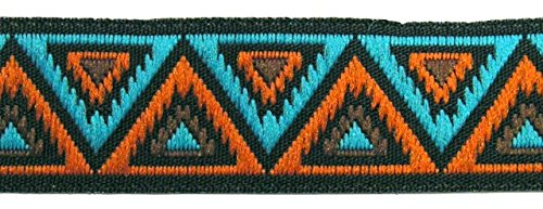 1A-Kurzwaren 10m Retro-Borte Stoffborte Webband 16mm breit, Polyester, Multicolored, Turquoise, Alle Gelegenheiten