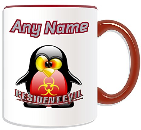Unigift personalisierbares Geschenk – Resident Evil Tasse (PinguinVideospielfigur, KostümDesign, Farbe), Name Nachricht, einzigartig, lustig, Superhelden, Computer, RPG Controller, Combat, Zombie,