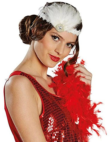 Rubie's Charleston Haarband Zwanziger Jahre 20er Federschmuck (weiß)