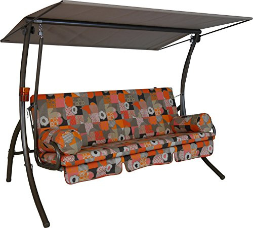 ANGERER Hollywoodschaukel Dream grün gestreift Gemustert | Gartenschaukel Made in Germany, Schaukel zum Sitzen, Liegen und Entspannen, inklusive Bett-Funktion, einfache Montage