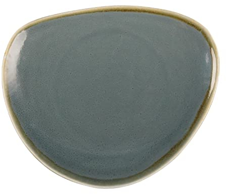 Olympia Kiln Geschirr Dreieckige Beilagenteller 230mm / 9 inch (6er Pack), Ozeanfarbenes Porzellan, handbemalt, stoßfest und spülmaschinenfest, für Restaurant, Café und Haushalt, GP342
