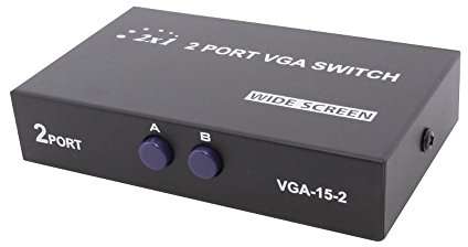 axGear 2 Port VGA SVGA Monitor Sharing Switch Box 2 in 1 Out for LCD PC TV Monitor