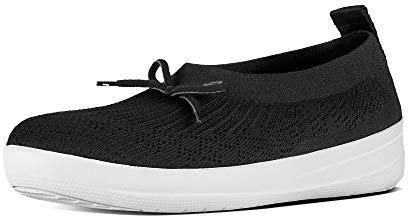 Fit Flop Women's Uberknit Slip ON Ballerina with Bow Closed Toe Ballet Flats, Black (Black 001), 4.5 UK 37.5 EU