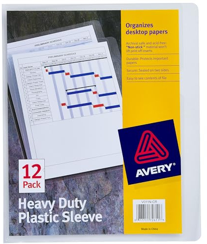 Avery 72611 Strapazierfähige Plastikhüllen Briefe, Polypropylen, transparent (12 Stück)