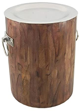 Casa Padrino Vintage Beistelltisch Holz/Aluminium 38 x H46 cm - Jugendstil Tisch Art Deco