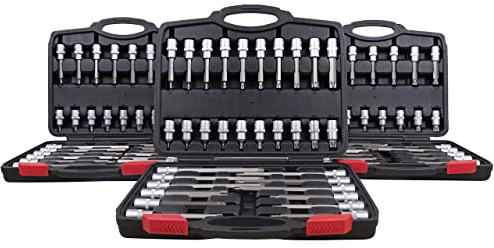DeTec. Steckschlüssel Satz 1/2 Zoll 88 tlg. Innenvielzahn Nüsse - T-Profile Bits - Innensechskant Stecknuss Set