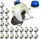 Relaxdays 12 x Feuerwehrhelm Kinder 112, mit Blaulicht, Visier, Nackentuch & Kinnriemen, verstellbar, Feuerwehrmann Helm, gelb