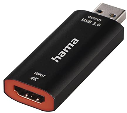 Hama Video Capture Card 4K HDMI zu USB 3.0 Videoaufnahmekarte (zur direkten Aufnahme Spiegelreflexkamera, Camcorder oder Action Cam mit PC, Laptop verbinden für Live Streaming, Gaming, Videokonferenz)