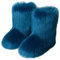 BININBOX Stivali di pelliccia sintetica per le donne peloso punta rotonda in pelle scamosciata capelli finti inverno neve Bootie scarpe piatte a metà polpaccio Stivali(Blu,41)