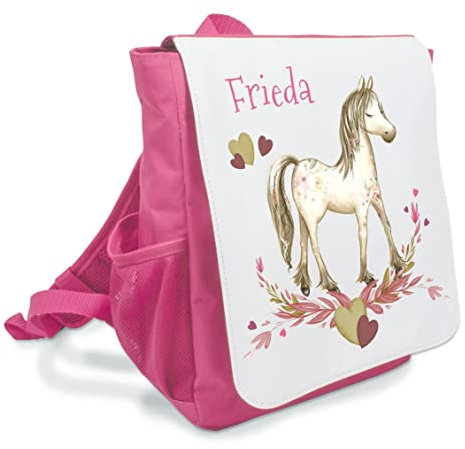 Kinderrucksack Pferd KIndergartentasche Kiga Geschenk Mädchen Pferdefreunde ab 3 Jahre (Pferd Herz)