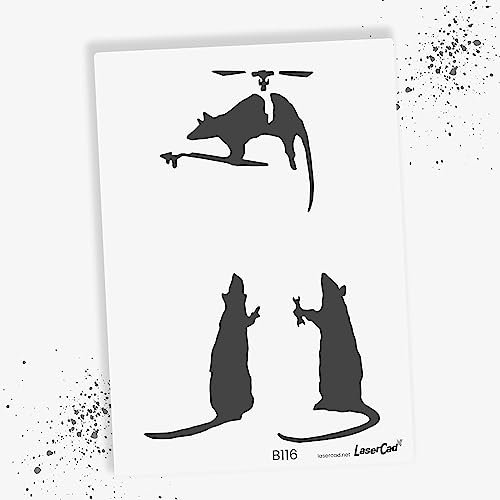 LaserCad Schablonen BANKSY Streetart (B116, Rat Chopper, DIN A2) Stencil für Graffiti, Airbrush, Kunst, Deko, zum Malen