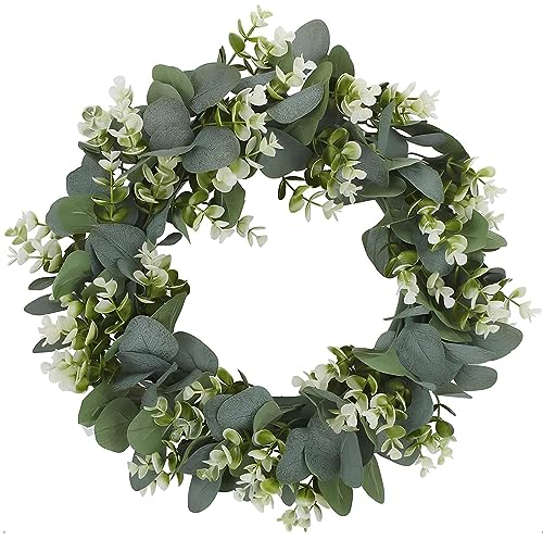 Kranz Künstliche Eukalyptus, Kranz Grün Türkranz, Türkranz Ganzjährig, Künstliche Türkranz Deko, Grün Türkranz Deko Wandkranz, Für Hochzeit Tür Party Fenster Garten Wand Kamin Dekoration 30 cm