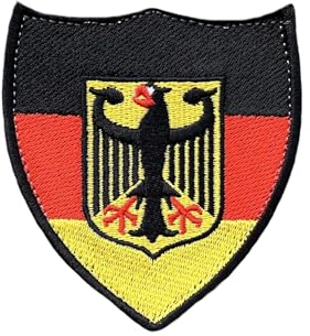 Aufnäher mit Deutschland-Flagge, 7,6 cm, bestickt, Nationalabzeichen (Haken + Schlaufe), Deutschland, Heraldik, Schild, Adler, Wappen, taktisches Moral Emblem, Souvenir, Europa, Geschenk