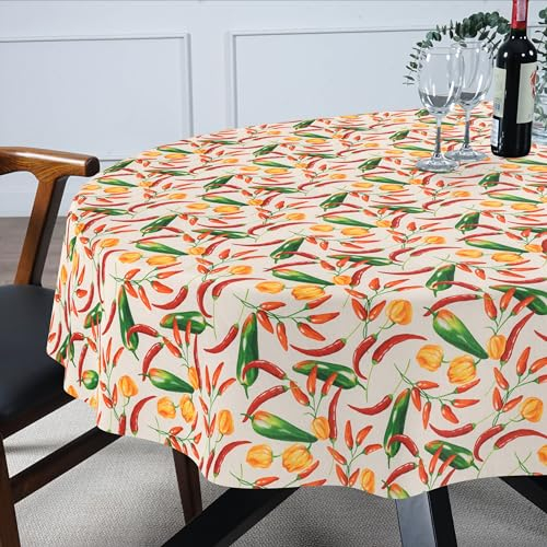 Tischdecke Stoff abwaschbar Tischtuch Tafeldecke pflegeleicht Lotuseffekt schmutz- & wasserabweisend für Indoor Outdoor Tischdecke Oval 180x140cm Schnittkante Chili