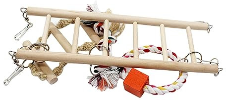 Yardwe Holzspielzeug Für Vögel Hängende Leiter Mit Schaukelfunktion Für Papageien Und Sittiche Sicherer Spielspaß Und Klettermöglichkeiten Für Ihre Gefiederten