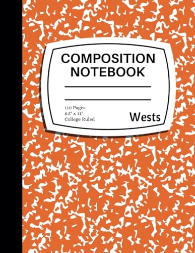 Composition Notebook College Ruled: Orange Marble Composition Book - Orange Notebook Journal for School, College, University, Work, Office Supplies - 8.5 x 11 - 110 Pages - Blank Lined Notebook