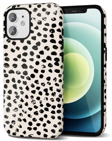 Svanove Cheetah Print Phone Case for iPhone 12/12 Pro Case Girly Trendy Leopard Pattern, Retro Cool Animal Print, Luxury Cute Case for Women, Aesthetic Y2k Hard Shell Plastic, Beige Polka Dots