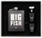 Monkey Lures Flachmann Edelstahl für Angler Set, mit Bechern, Angler Geschenk, Geschenk für Angler, Angeln Geschenk, Big L Flachmann schwarz, Herrentag Geschenke, Fishing Gifts