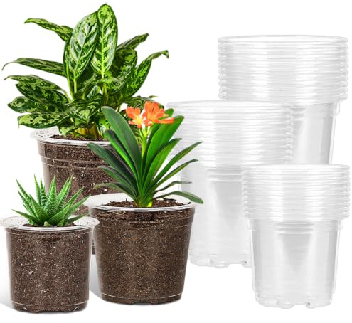 JERIA Clear Nursery Pots with Drainage Holes (5/6/7 Inch)