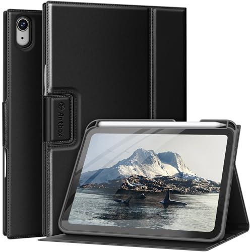Antbox Hülle für iPad Mini 7 (A17 Pro) 2024 / iPad Mini 6. Gen 2021 8.3 Zoll mit Stifthalter Pencil Halter Auto Schlaf/Wach Funktion PU Ledertasche Schutzhülle Smart Cover mit Stand Funktion (Schwarz)