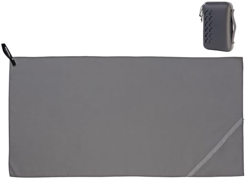 PEARL Gastro Handtuch: Mikrofaser-Handtuch, schnell trocknend, 100 x 50 cm, Tasche, anthrazit (Mikrofaser Sport, Sporthandtücher, Fitness)