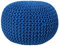Pouf Rond en Coton Bleu à Billes de Polystyrène Accessoire d'Intérieur Doux Conrad