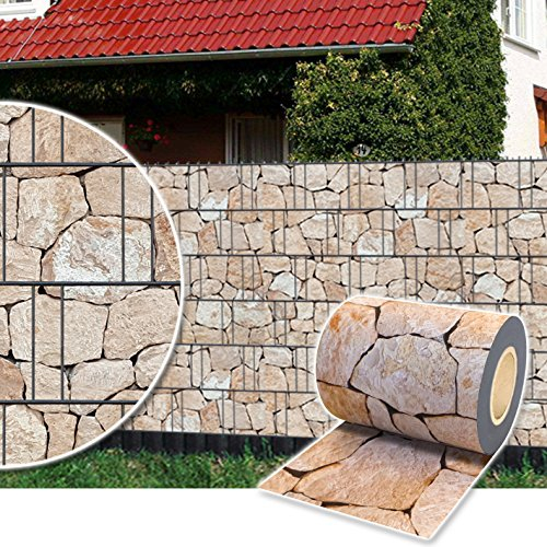 Plantiflex Sichtschutz Rolle 35m Blickdicht PVC Zaunfolie Windschutz für Doppelstabmatten Zaun (Stein-Terracotta)