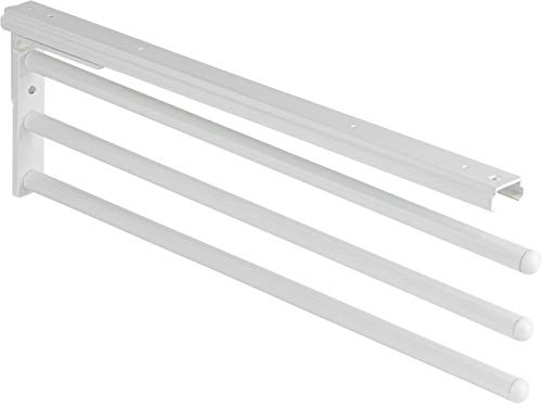 Gedotec Handtuchhalter | H6008 | Handtuchauszug 3-armig ausziehbar | 1 Stück | Geschirrtuchhalter Länge 465 mm in weiß | Bad & Küchen-Schrank Handtuchreling schwenkbar 90° | Made IN Germany
