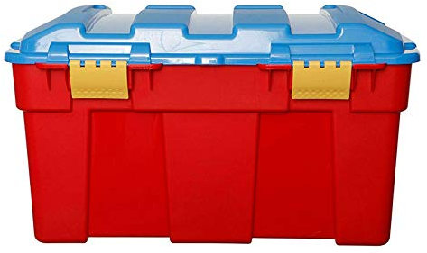 Toys Trunk Red Base With Blue Lid Box Chest Storage Container, 40L