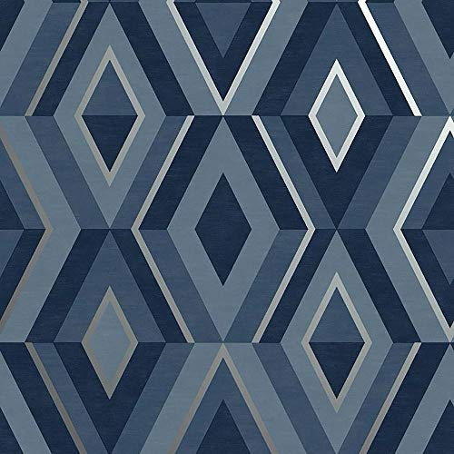 Diamond Shard Wallpaper Blue Silver Geometric Metallic Fine Decor from YöL