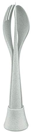 Koziol 4037670 Tulip - Set de Cubiertos Cubierto (4 Piezas, plástico, termoplástico), Color Gris