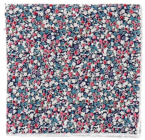 Pochette Costume Liberty Bleu marine, Rose et Blanc - Mouchoir de poche Homme Fleuri - Accessoire à Fleurs pour Veste - Mariage champetre thème Floral