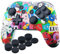 YoRHa Studded Transfer Pringt Silicone Cover Skin Case Only for OFFICIAL Switch Pro Controller x 1(Grimace) With Pro Thumb Grips x 8