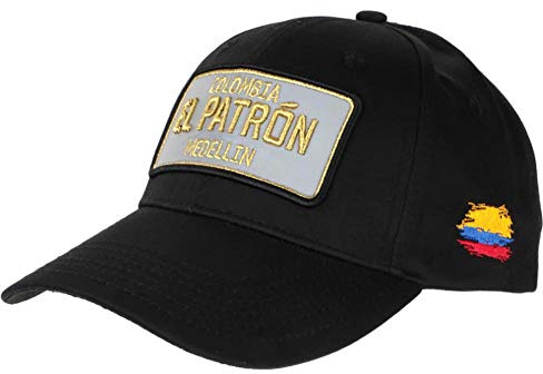 SKR Cap El Patron schwarz Patch reflektierend Medellin Colombia Baseball – Unisex Gr. Einheitsgröße, Schwarz