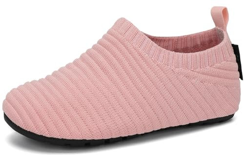 SAGUARO Chaussons Enfant Chaussons Maison Garçons Filles Pantoufle d'intérieur Extérieur Antidérapante Chaussures Chaussettes pour Printemps Été, Rose Corail, 28/29 EU