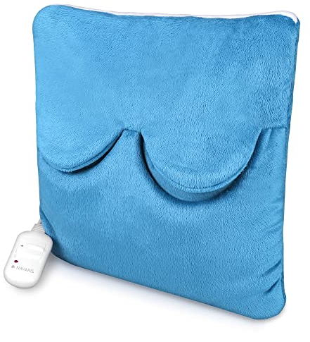 Navaris 2in1 Elektrisches Heizkissen und Fußwärmer - 38x38cm 2 Wärmestufen 45W waschbar - Wärmekissen für Rücken Nacken Schulter Füße Blau