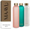 MAAYU Trinkflasche 1 l mit motivierender Zeitmarkierung - auslaufsicher, BPA frei, Kohlensäure geeignete Wasserflasche für Sport, Freizeit, Büro (flamingo gold)