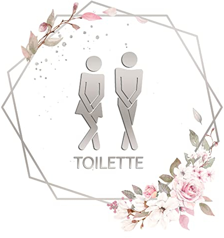 Grandora Türaufkleber Toilette mit Blumenranke I Motiv 10 I Wandsticker selbstklebend Bad Wandaufkleber WC Wandtattoo Badezimmer Aufkleber Rosen DL446-10