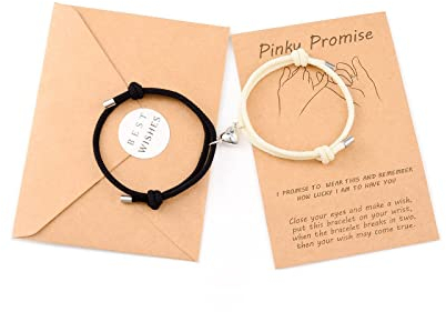 VU100 2 Stücke Paar Magnetisches Armband Magnetische Anziehungskraft,Paarpaarung Liebe Freundschaft Weben, Für Liebhaber Familie bester Freund Freundin Mutter Schwestern Weiß+Schwarz