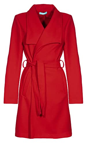 malito – Damen Trenchcoat einfarbig mit Gürtel & Taschen – klassischer Mantel für Herbst & Winter – schicker Übergangsmantel 15142 (Rot | Größe XL)