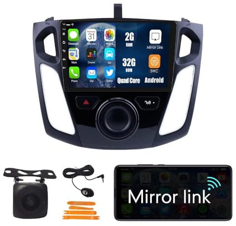 WOSTOKE Automática Android Navegación Estéreo GPS Radio Cámara de Marcha Atrás 9 IPS Pantalla Táctil Tabletas Pad Reproductor de Medios para Ford Focus 2011-2015 Quad Core 2G+32G