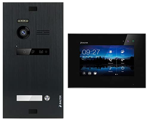 Nonic Balter EVO Video-Türsprechanlage Set 1 Familienhaus (1x Türstation mit Kamera Schwarz, 1x Touchscreen 7 Zoll LCD-Monitor Schwarz, 2-Draht Bus, 150° Kamera, Türöffner, Interkom)